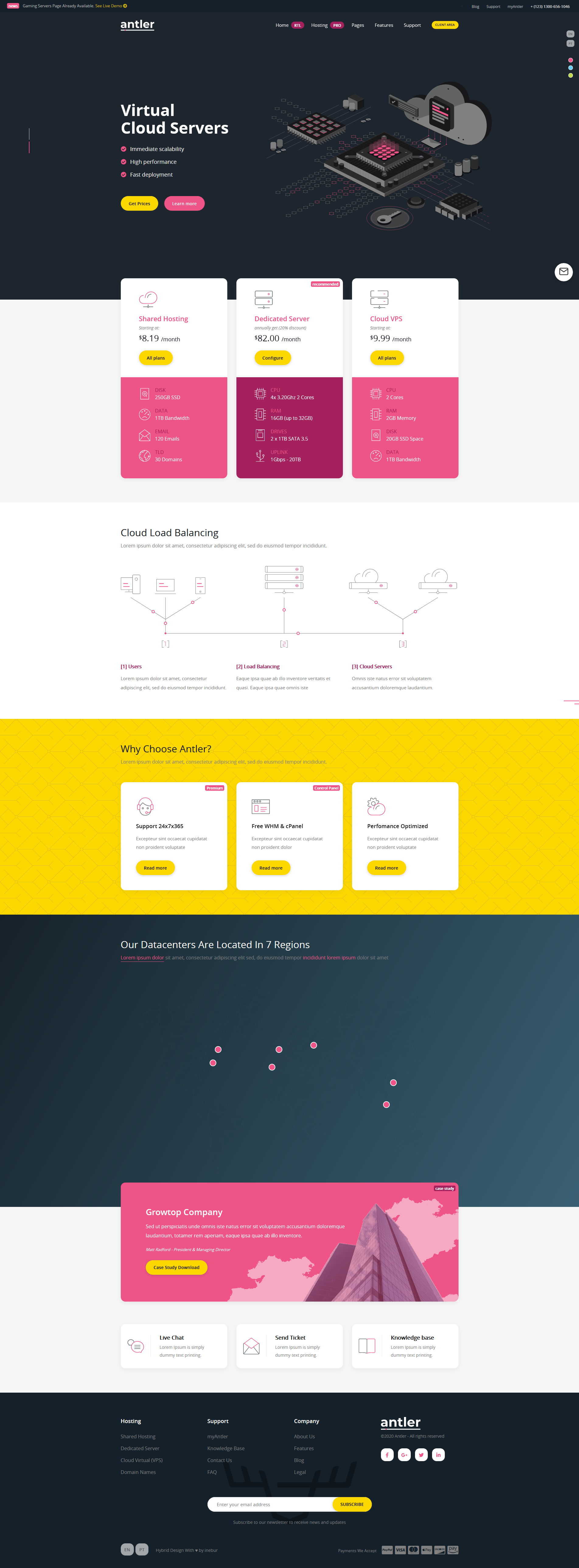 WHMCS模板Antler v2.0.9免授权鹿角主机服务商模板
