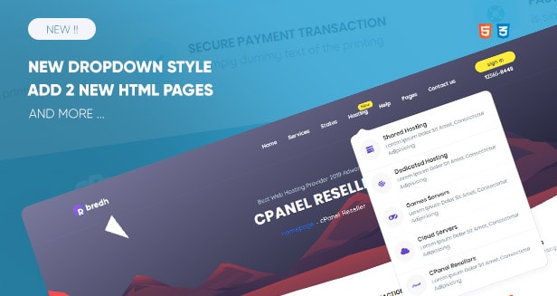 WHMCS模板Bredh v1.7非常精美的一款模板免授权WHMCS v7.10.×